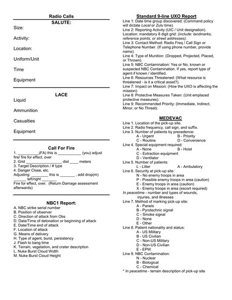 rotc smart cards|9 line uxo card printable.